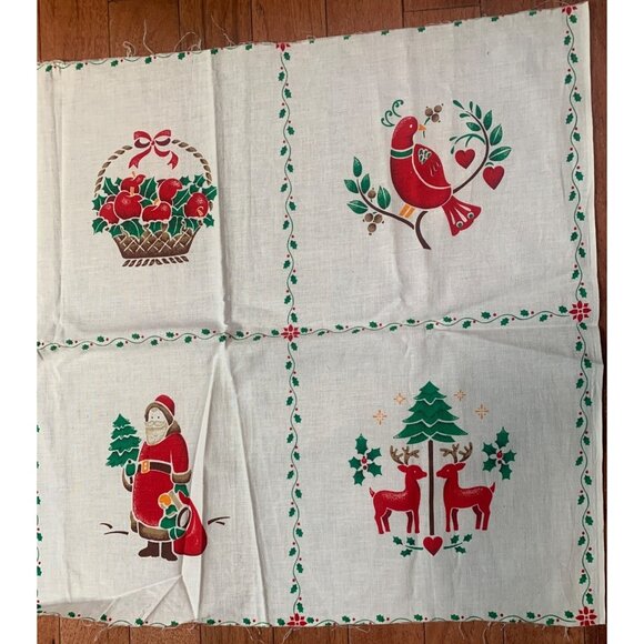 Vintage Christmas-Themed VIP Cranston Print Works Cotton Fabric Panel 44"x18" Re - Picture 2 of 7